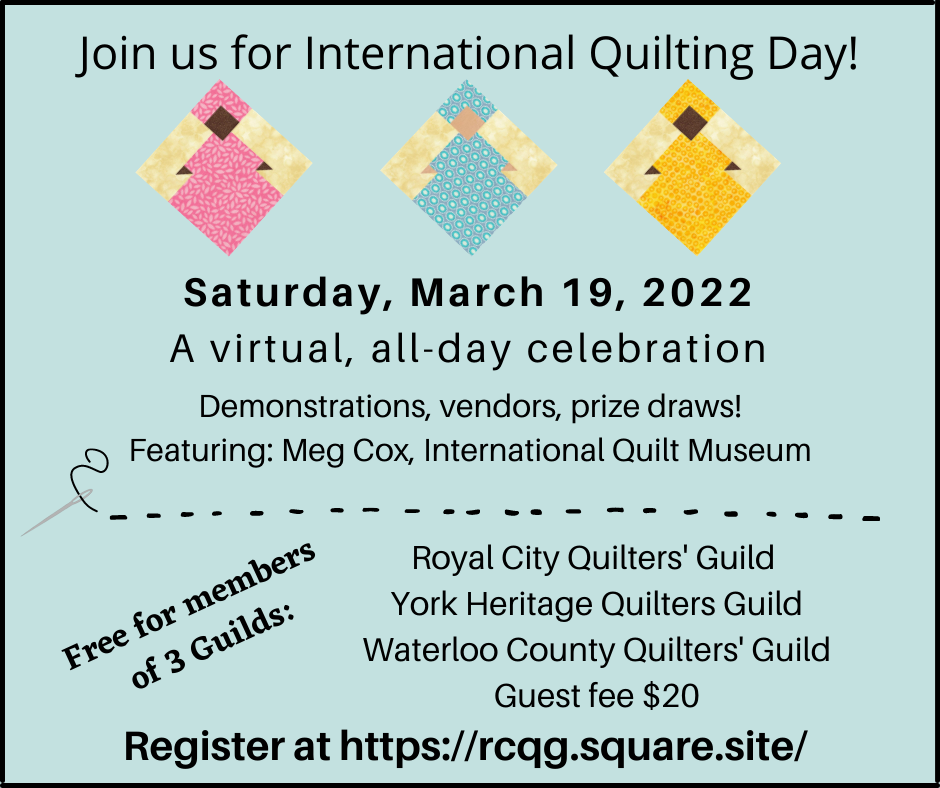Poster for International Quilting Day on March 19, 2022