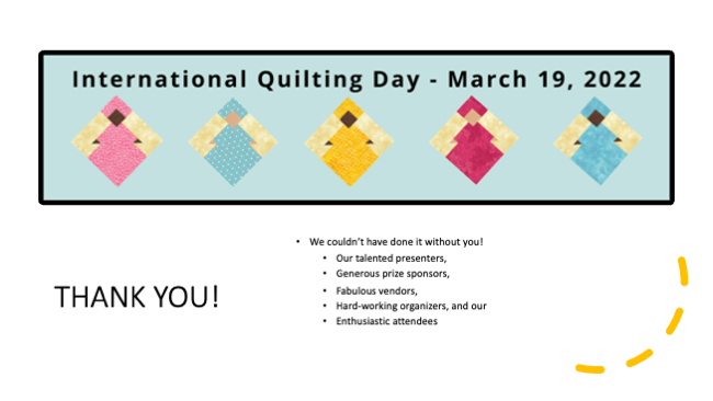 Thank you to all participants and contributors to International Quilting Day