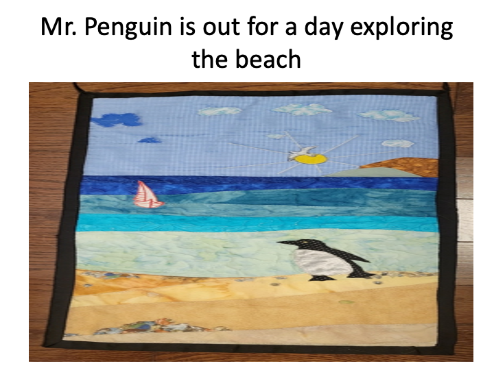 Mr Penguin is out for a day exploring the beach