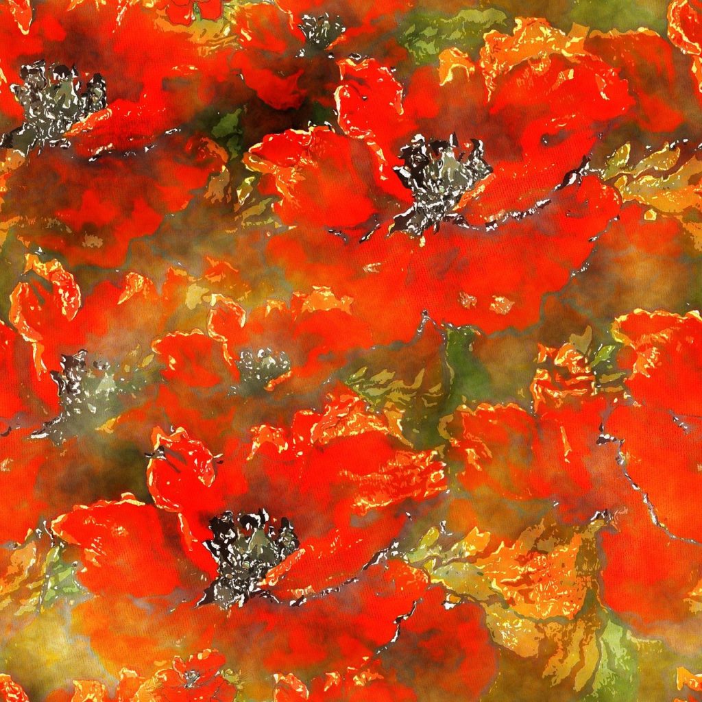 Impressionist rendition of poppies close-up