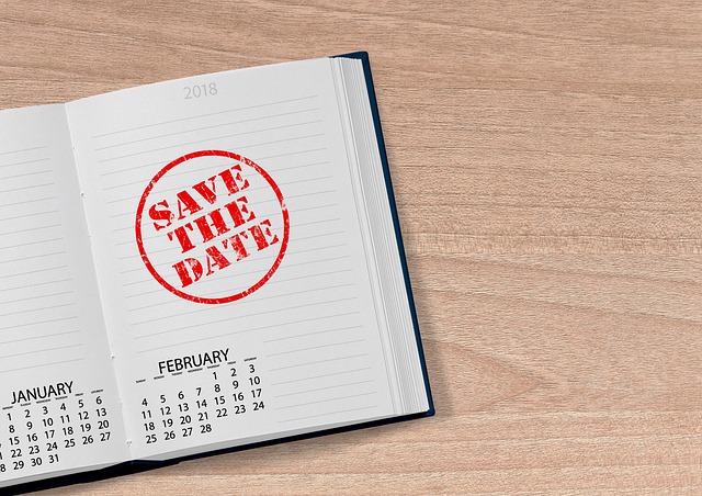 Save the date on calendar page