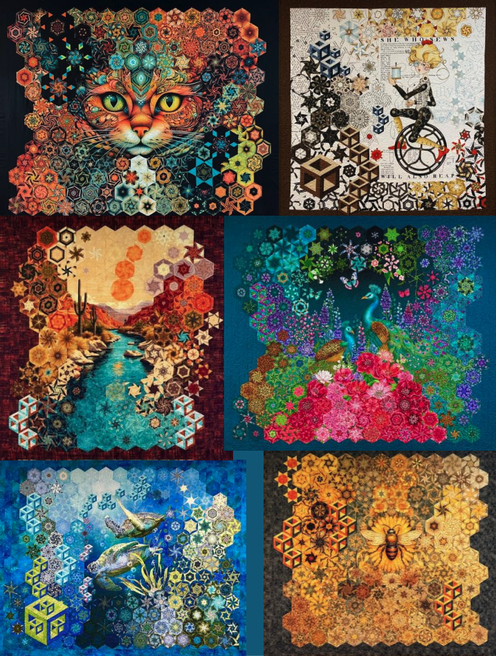 Six sample quilts using the one block wonder technique